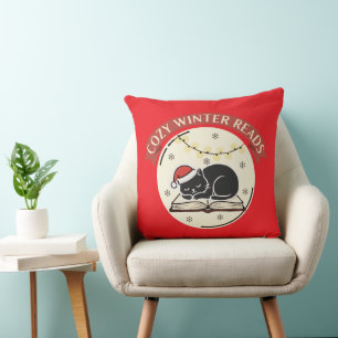Coussin Lectures Cosy d'Hiver Chaton de Noël Adorables Ama