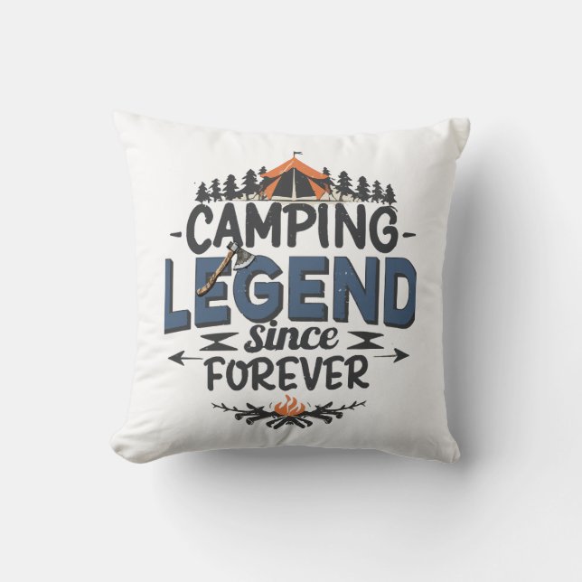 Coussin Légende du camping depuis toujours (Recto)