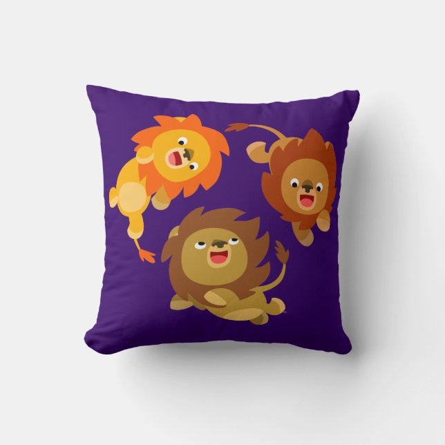 Coussin léger mignon de lions de bande dessinée (Recto)