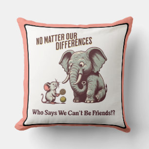 Coussin L'Éléphant et la Souris Amis