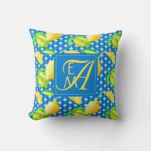 Coussin Lemon Tree Ocean Blue MONOGRAM