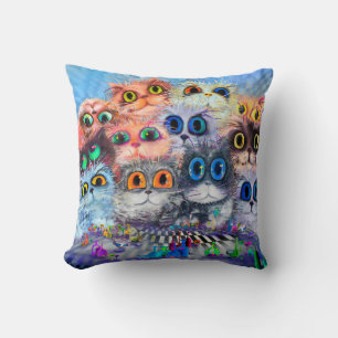 Coussin L'ensemble des portraits de chats arrière - plan a
