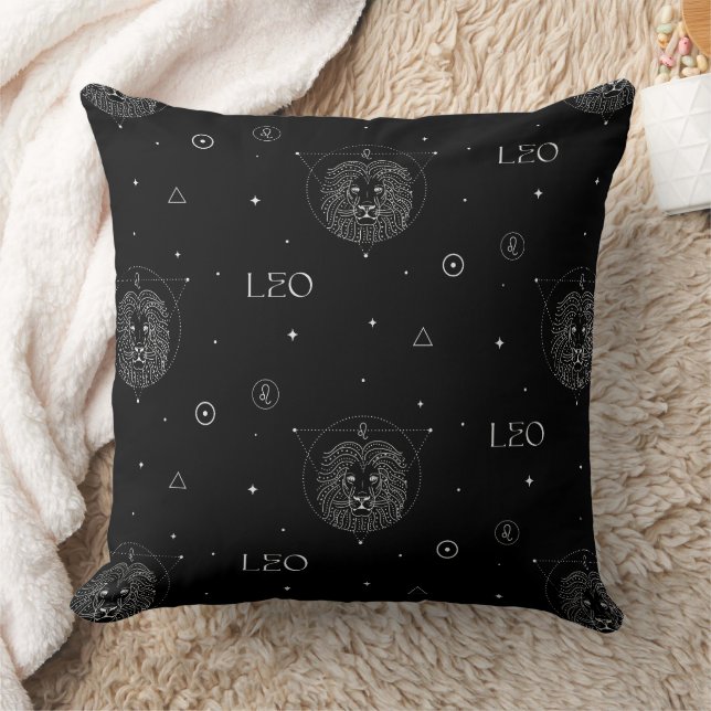 Coussin Leo Zodiac Pattern in Black and White (Couverture)