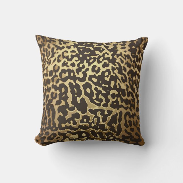 Coussin Leopard Cheetah Peau animale Imprimer Glam Or mode (Recto)