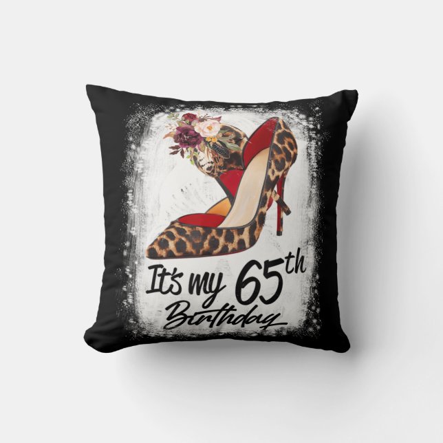 Coussin Leopard de talons hauts de 65 ans C'est ma 65e nai (Recto)