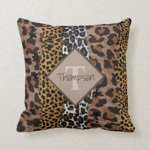 Coussin Leopard et Cheetah Nom d'impression
