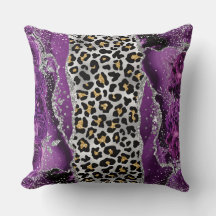 Leopard Gold violet Roses Agate Jeu d'oreiller