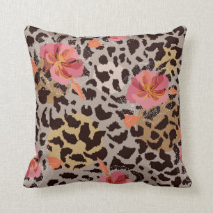 Coussin Léopard Vintage rétro chic double face rose