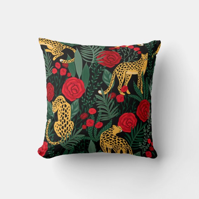 Coussin Léopards Et Roses (Recto)
