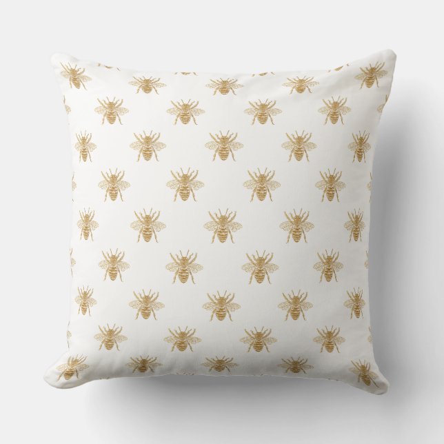 Coussin Les abeilles à effet photographique Gold Metallic  (Recto)