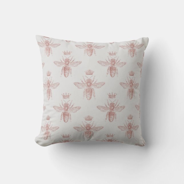 Coussin Les abeilles royales roses sur la page de découpag (Recto)