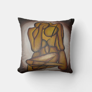 Coussin Les Amateurs Abstraits Art Contemporain En Ocre Et