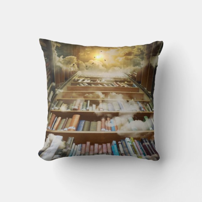 Coussin Les amateurs de livre retraite paradis bibliothèqu (Recto)