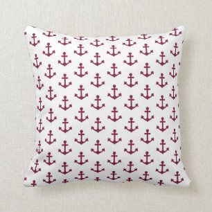 Coussin Les Ancres modèlent le blanc marron rouge nautique