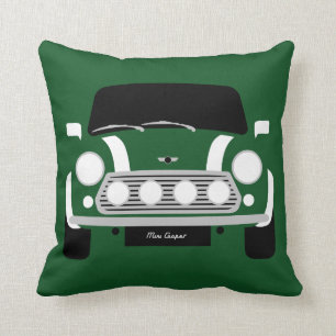 Coussin Les Anglais classiques emballant Austin vert Mini