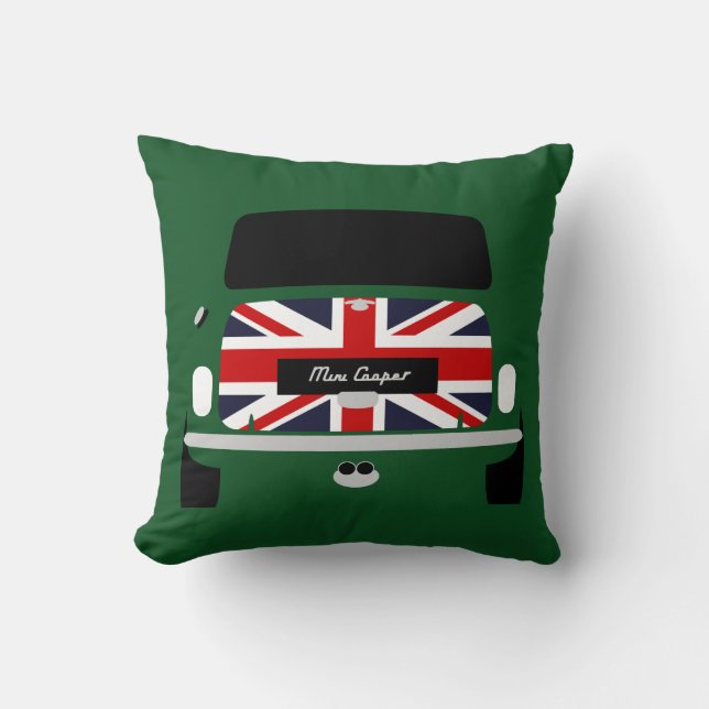 Coussin Les Anglais classiques emballant Austin vert Mini (Recto)