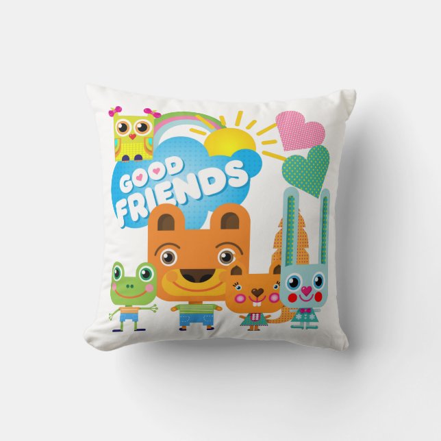 Coussin Les animaux bons amis (Recto)