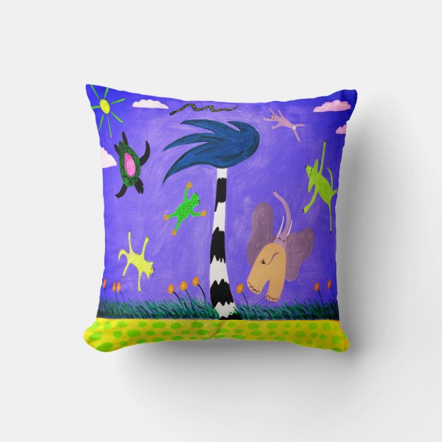 Coussin Les Animaux Sur L'Oreiller Du Vent (Recto)