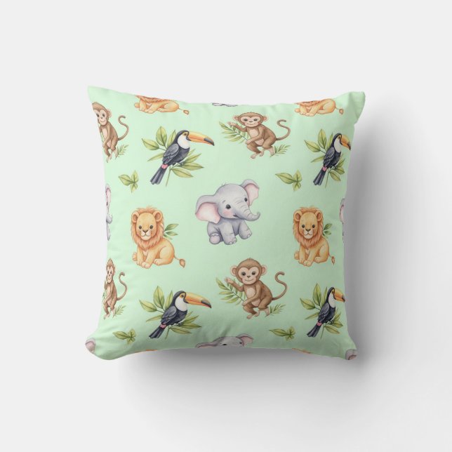 Coussin Les bébés de la jungle par Natasha Us (Recto)