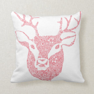 Coussin Les cerfs communs illustrés floraux dirigent le