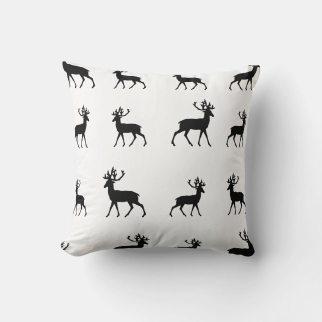 Coussin Les cerfs communs modèlent en noir et blanc (Recto)