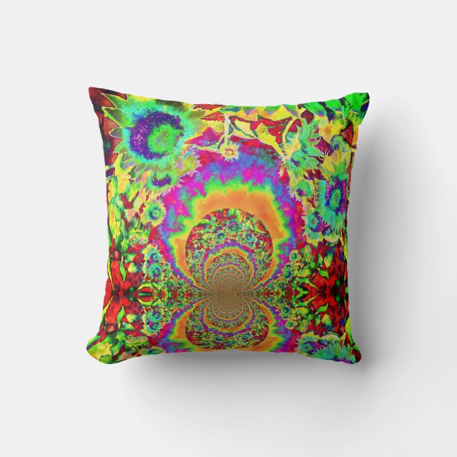 Coussin Les champs de tournesol vert éternel (Recto)