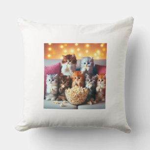 Coussin Les chatons aiment manger du pop-corn