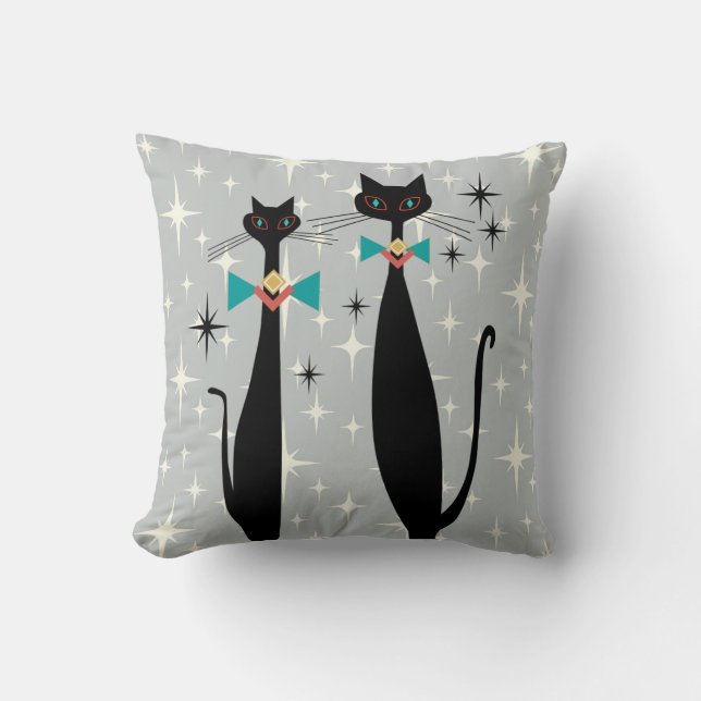 Coussin Les chats Cool modernes MCM de l'ère rétro atomiqu (Recto)