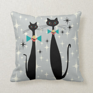 Coussin Les chats Cool modernes MCM de l'ère rétro atomiqu