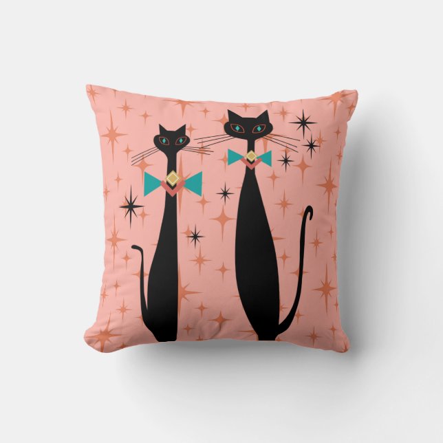 Coussin Les chats Cool modernes MCM de l'ère rétro atomiqu (Recto)