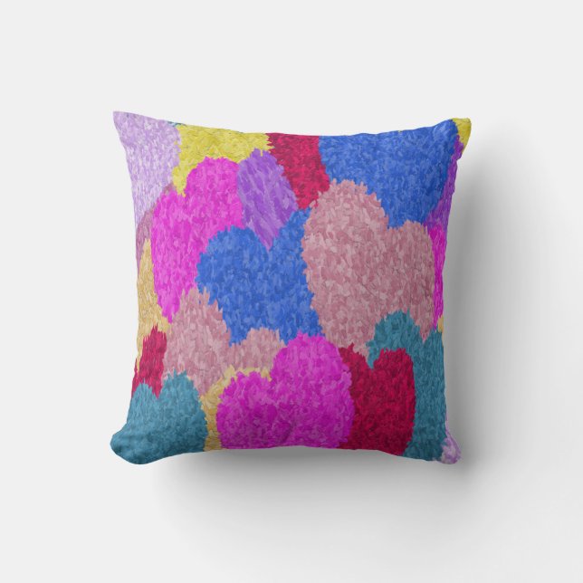 Coussin Les Coeurs Fragmentés Peinture Abstraite (Recto)