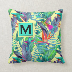 Coussin Les colibris d'aquarelle   ajoutent votre initiale