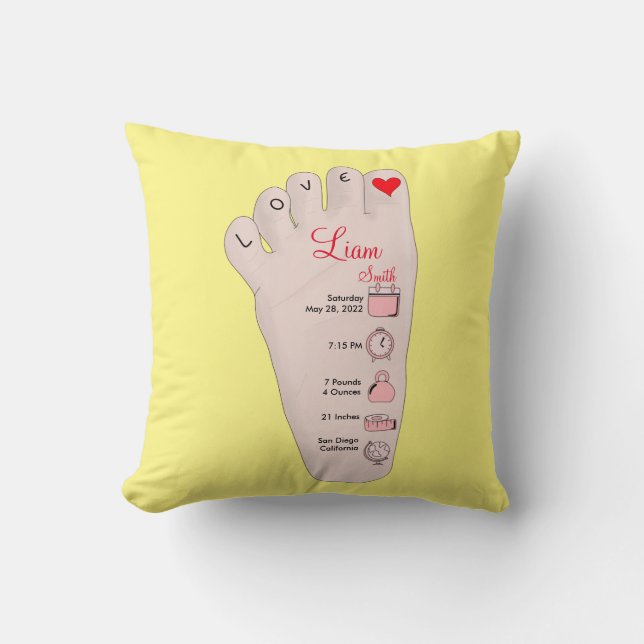 Coussin Les détails de Birth Stats (Recto)