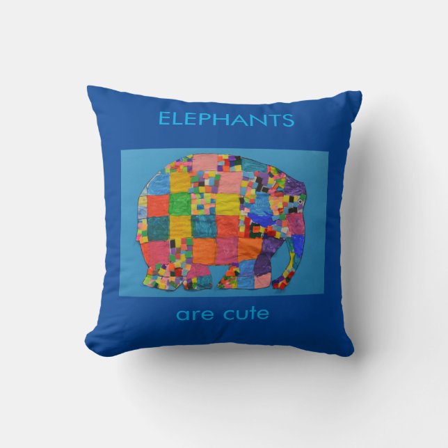 Coussin Les éléphants sont bleu mignon (Recto)