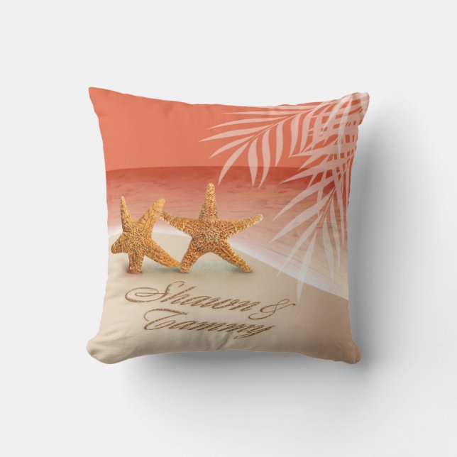 Coussin Les étoiles de mer couplent DEMANDENT À FAIRE (Recto)