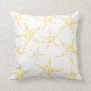 Coussin Les étoiles de mer modèlent dans jaune et le blanc