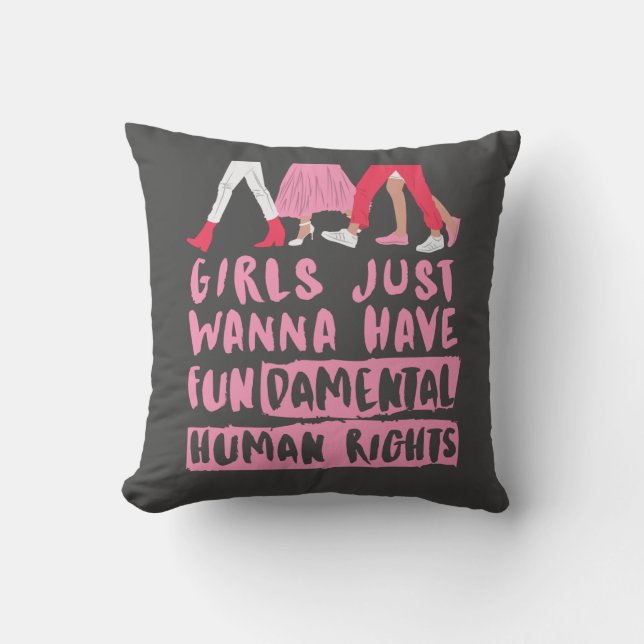 Coussin Les filles veulent des droits fondamentaux Word Ar (Recto)