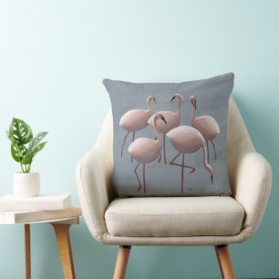 Coussin Les Flamants roses africains roses réalistes lance