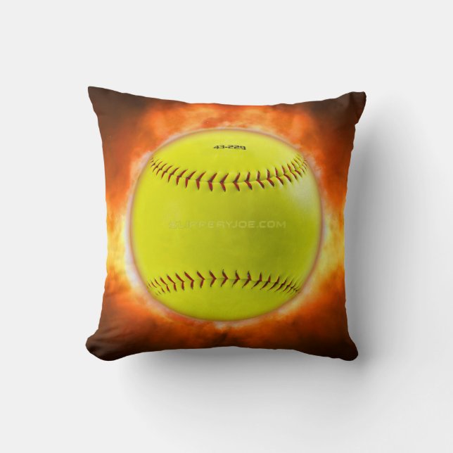 Coussin Les flammes de balle rapide de softball jaune de S (Recto)