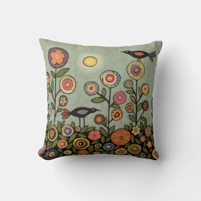 Coussin Les fleurs et les oiseaux lancent l'oreiller en 3  (Recto)