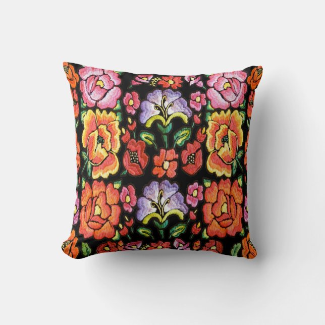 Coussin Les fleurs mexicaines de style, éditent la couleur (Recto)
