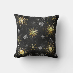 Coussin Les flocons dorés de Noël sur l'Arrière - plan noi