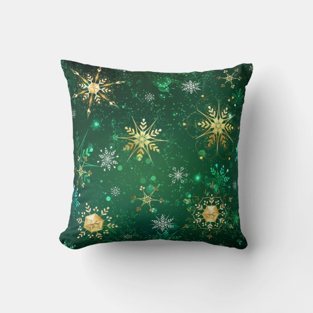 Coussin Les flocons dorés de Noël sur l'Arrière - plan ver (Recto)