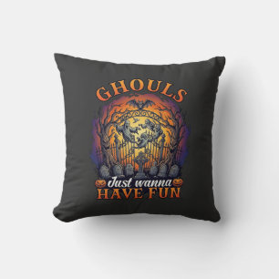 Coussin Les goules veulent juste s'amuser Fantômes Cimetiè