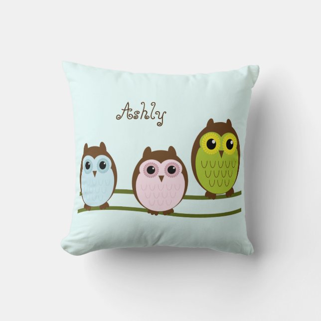 Coussin Les hiboux mignons de bande dessinée ont (Recto)