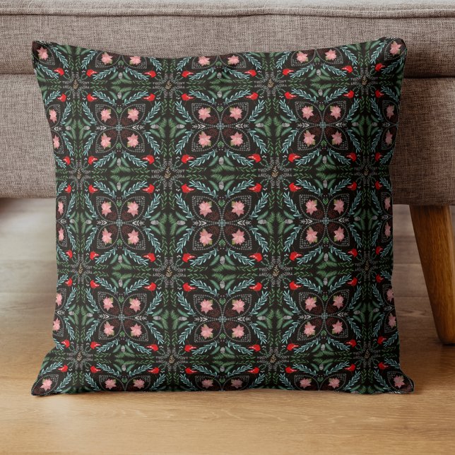 Coussin Les hivers Les flocons de neige, Poinsettias, Card (Créateur téléchargé)