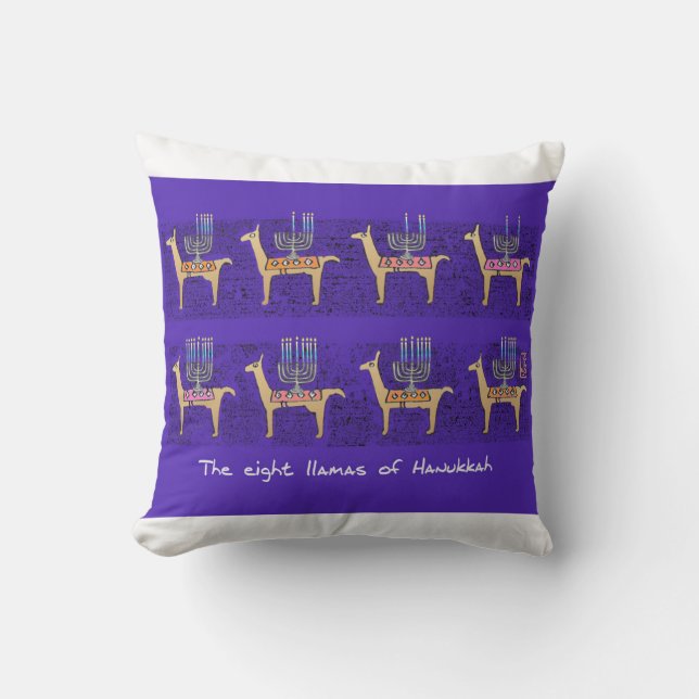 Coussin Les huit lamas de Hannukah jettent l'oreiller (Recto)