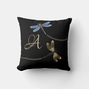 Coussin Les libellules du monogramme noir