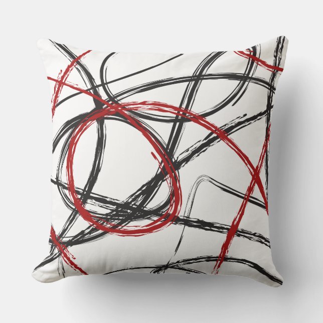 Coussin Les LIGNES NOIRES ROUGES CONÇOIVENT le rétro (Recto)