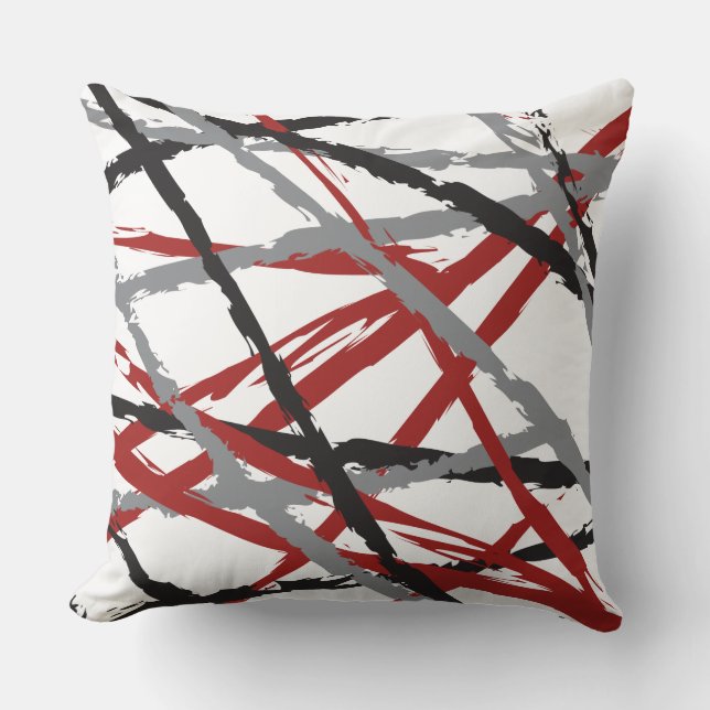 Coussin Les LIGNES NOIRES ROUGES CONÇOIVENT le rétro (Recto)
